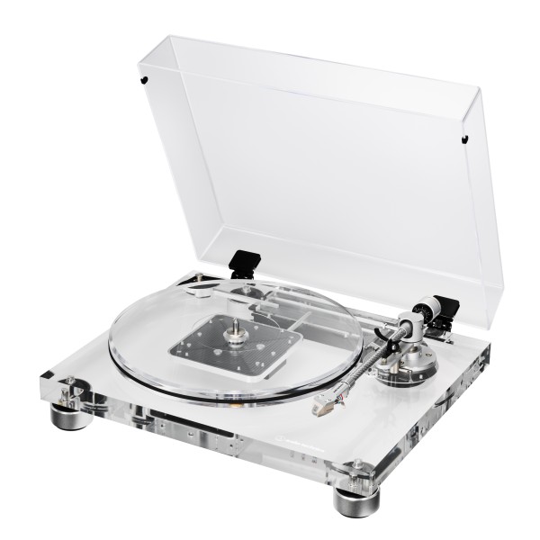 Audio-Technica AT-LPA2 Vollständig manueller Plattenspieler mit Riemenantrieb aus transparentem Acry